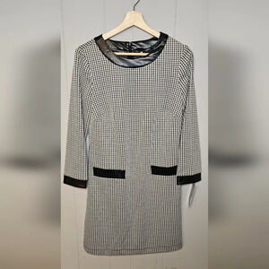 NWT Maison Tara Houndstooth Black White 3/4 Sleeve, Size 8